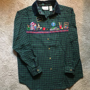 Cuts Checked Shirt with Embroidery